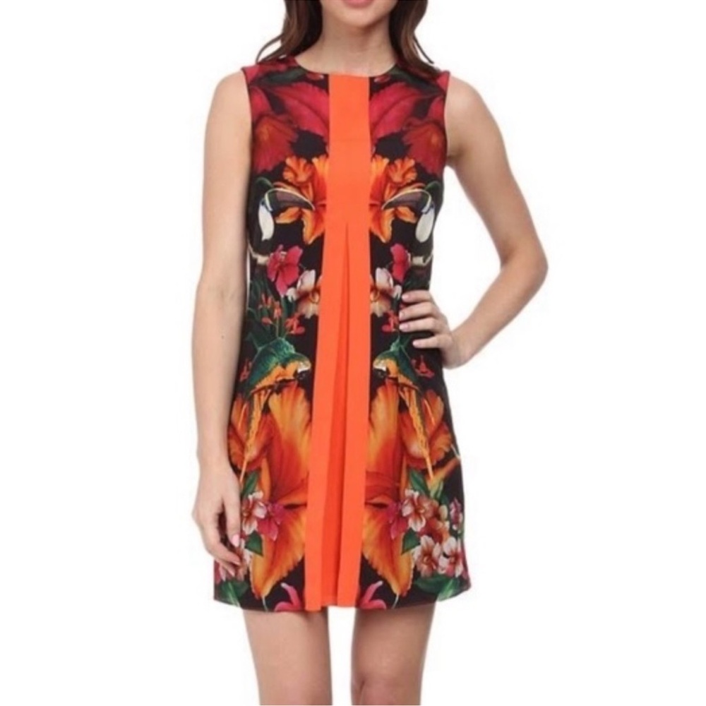 Ted Baker Barbee Toucan & Parrot Tropical Printed Dress Size XSmall
